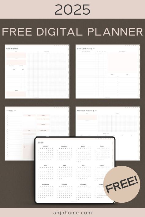 Free Goodnotes Templates 2025, Anja Home Digital Planner, PDF great for Goodnotes, Notability Free Academic Planner, Good Notes Planner Template Free, Free Goodnotes Planner Template, Digital Diary Template, Free Goodnotes Templates, Digital Planner Free Download, Free Goodnotes Planner, Weekly Planner Book, Planner Page Ideas