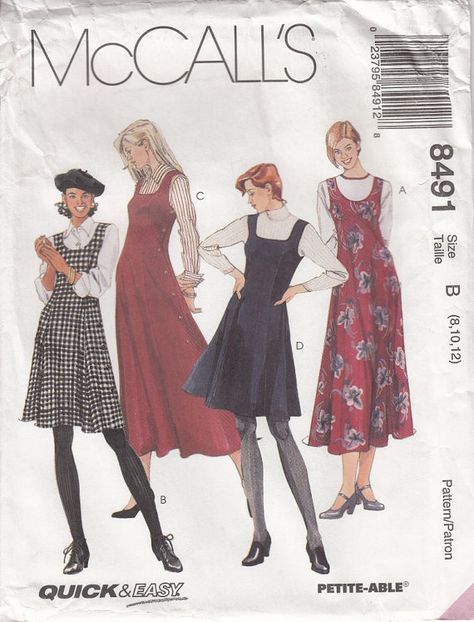 McCalls 8491 Jumper Princess Seams Square Neck by CedarSewing Mccalls Patterns Vintage, Simplicity Patterns Dresses, Jumper Patterns, Vintage Dress Patterns, Vogue Sewing, Mccalls Sewing Patterns, Miss Dress, Womens Sewing Patterns, Loose Fitting Dresses