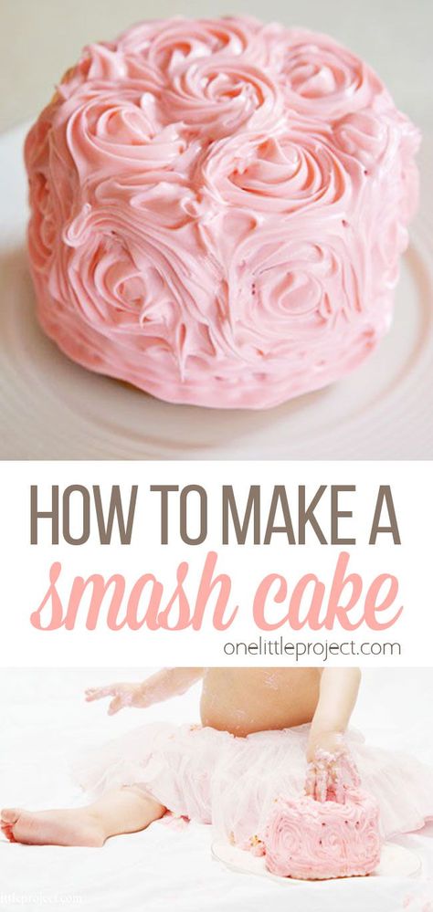 Diy 1st Birthday Cake, Make A Smash Cake, Homemade Smash Cake, Diy Icing, Diy Smash Cake, Wildflower Cake, Smash Cake First Birthday, Smash Cake Recipes, Smash Cake Girl