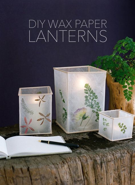 How to: Brilliant Wax Paper Lantern Project Wax Paper Lanterns, Wax Paper Crafts, Diy Luminaire, Paper Lanterns Diy, Diy Wax, Fleurs Diy, Handmade Plant, Diy Lanterns, Wax Paper