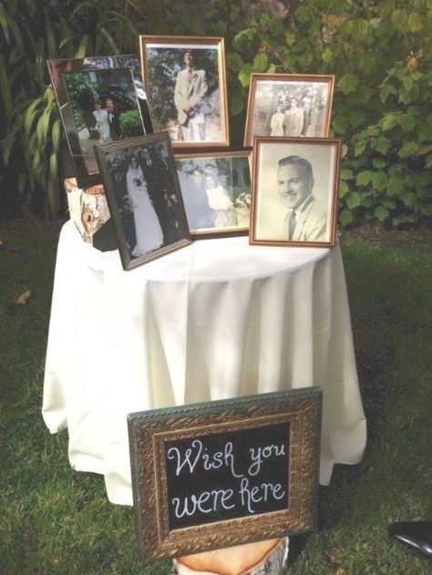 Backyard Wedding Decor Ideas, Backyard Wedding Decor, Cheap Backyard Wedding, Backyard Wedding Ideas, Memory Table Wedding, Romantic Backyard, Backyard Wedding Decorations, Wedding Photo Display, Diy Backyard Wedding