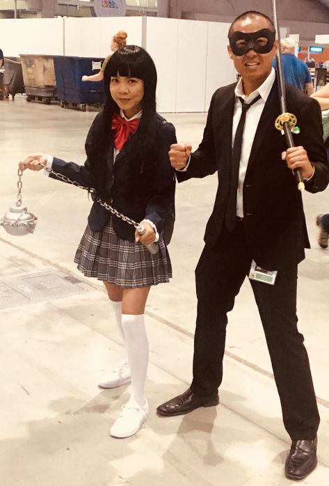 Johnny Mo and Gogo, two of the Crazy 88 showed up for  San Diego Comic-Con #sdcc #SDCC2018 #crazy88s #KillBill #nerd #geek #cosplay Kill Bill Cosplay, Kill Bill Costume, Gogo Yubari, Comic Con Outfits, Vampire Halloween Costume, Oc Reference, Halloween Coustumes, Vampire Halloween, Duo Halloween Costumes