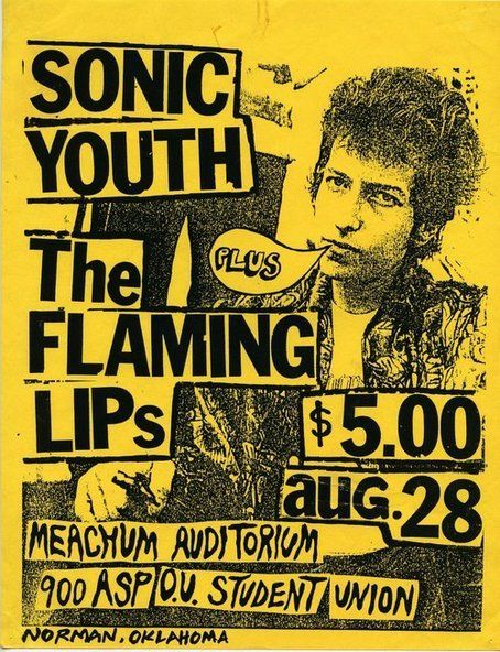 Sonic Youth live Punk Zine, Punk Concert, The Flaming Lips, Poster Punk, Grunge Posters, Flaming Lips, Punk Poster, Concert Flyer, Music Flyer