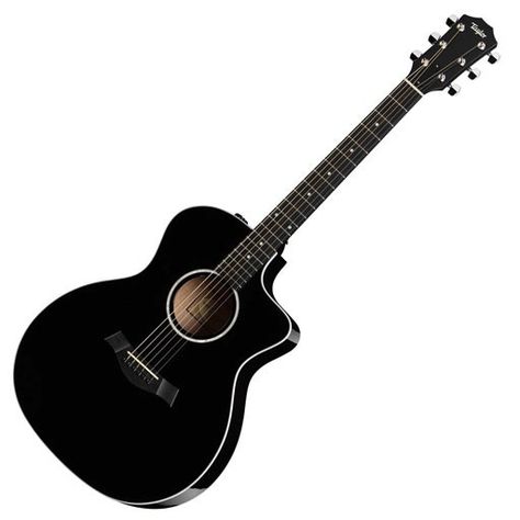 Taylor 214ce-BLK Grand Auditorium Acoustic-Electric Guitar - Black. 2012 Model Black Acoustic Guitar, Semi Acoustic Guitar, Guitar Images, Taylor Guitars, Taylor Guitar, Rock Band Posters, Guitar Chords For Songs, Guitar Photos, Guitar Lessons For Beginners