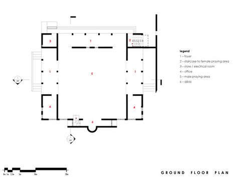 Gallery of Abijo Mosque / Patrickwaheed Design Consultancy - 1 Small Mosque Design Plan, Mosque Toilet Design, Mosque Plan Design, Mosque Plan Architecture, Small Mosque Design, Masjid Plan, Mosque Floor Plan, Small Mosque Design Interior, Contemporary Mosque