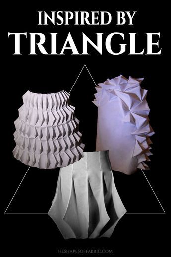 This tutorial shows you how you can use the geometric shape triangle as an inspiration for sculptural designs. You'll learn how to draft patterns to create these kinds of unique pieces. Geometric Fashion Design, Unique Skirts Design, Origami Skirt, Pattern Making Tutorial, Structured Fashion, Origami Shapes, Origami Fashion, Sculptural Fashion, Fabric Origami