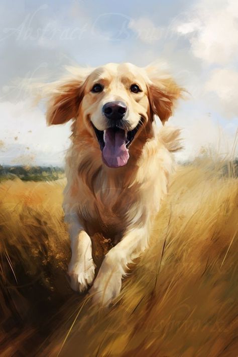 Chai Painting, Abstract Dog Painting, Golden Retriever Illustration, Golden Retriever Wallpaper, Golden Retriever Painting, Golden Retriever Art, Dog Portraits Painting, Labrador Art, Dog Portraits Art