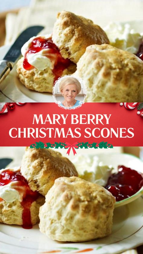 Mary Berry Christmas Scones Mary Berry's Scones, Mary Berry Scones Recipe, British Scones Recipe Mary Berry, Christmas Cooking Savoury, British Scones Traditional, Christmas Morning Scones, Mary Berry Christmas Recipes, British Baking Recipes, Mary Berry Recipes Christmas