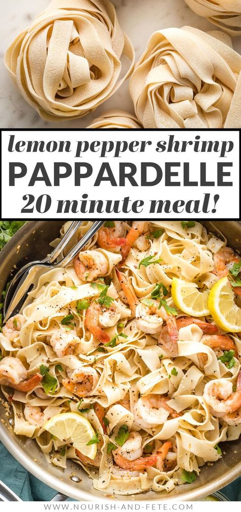 Papperdelle Recipes, Pappardelle Pasta Recipe, Pappardelle Recipe, Citrus Sauce, Lemon Pepper Shrimp, Pepper Shrimp, Pappardelle Pasta, Easy Pasta Recipes, Lemon Pepper