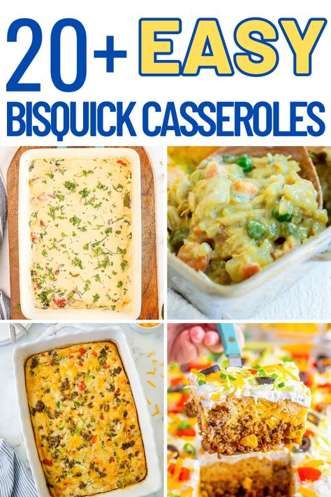 bisquick casseroles Bisquick Supper Recipes, Chicken Casserole With Bisquick Topping, Bisquick Impossible Recipes, Sweet Bisquick Recipes, Dinner Recipes With Bisquick, Bisquick Recipes Hamburger, Easy Bisquick Dinner Recipes, Betty Crocker Bisquick Recipes, Breakfast Casserole Using Bisquick