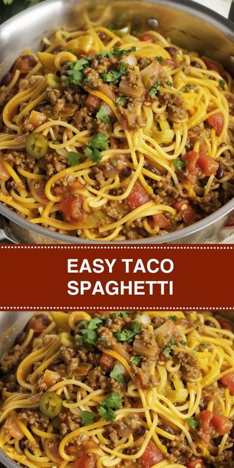 Discover the perfect blend of Mexican and Italian flavors with this Easy Taco Spaghetti recipe. Combining seasoned ground beef, Rotel tomatoes, and melty Mexican cheese, this dish offers a quick and delicious dinner solution. Ideal for busy weeknights, it's a one-pot meal that promises minimal cleanup and maximum taste. Try it tonight and enjoy a hearty, comforting meal your whole family will love. Speggetti Recipes, Taco Spaghetti Recipe, Southwestern Food, Mexican Spaghetti, Ground Beef Taco Seasoning, Taco Meal, Spaghetti With Ground Beef, Taco Spaghetti, Spaghetti Casserole