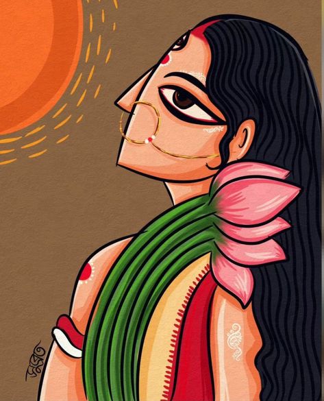 Durga Abstract Art, Kulo Design, Bengali Illustration Art, Kanha Drawing, Jamini Roy Paintings, Devi Rangoli, Aari Drawing, Panjabi Design, Kali Puja