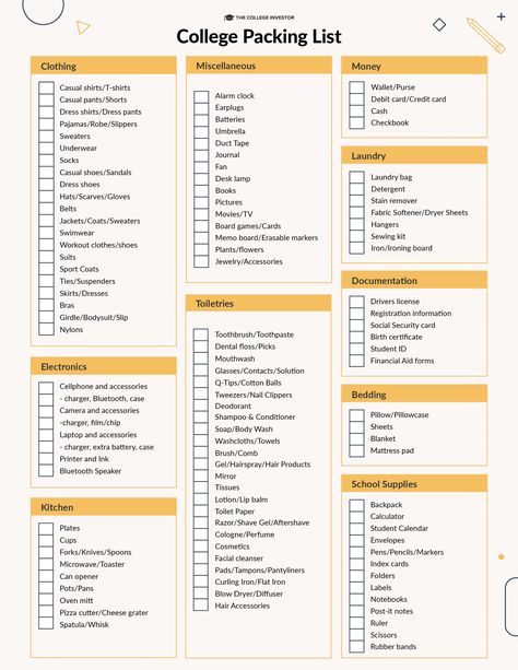 College Hygiene List, Back To School List College, Collage List College Packing, College Packing List Apartment, Collage Needs List, University Dorm List, Things To Pack For College, First Year University Packing List, Moving To College Checklist