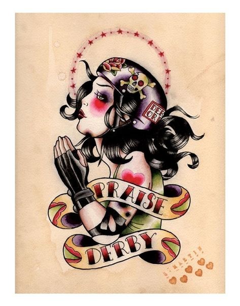 Love this print..ordered to frame and hang Roller Derby Tattoo, Roller Derby Art, Tattoo Pierna, Roller Derby Skates, Roller Derby Girls, Derby Skates, Derby Girl, Roller Girl, Derby Day