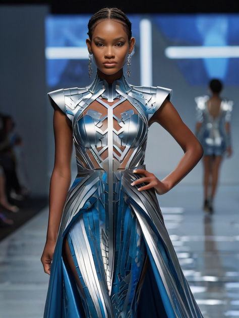 Futuristic Fits, Space Outfit Aesthetic, Aquarius Dress, Galactic Glam, Futuristic Dress, Futuristic Outfits, Futuristic Costume, Armor Dress, Space Dress