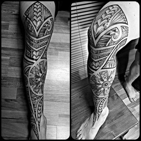 Full Leg Sleeve Guys Tribal Tattoo Designs Polynesian Leg Tattoo, Thigh Tattoo Men, Tattoo Modern, Tattoo Son, Best Leg Tattoos, Aztec Tattoos, Tattoo Diy, Full Leg Tattoos, Aztec Tattoo