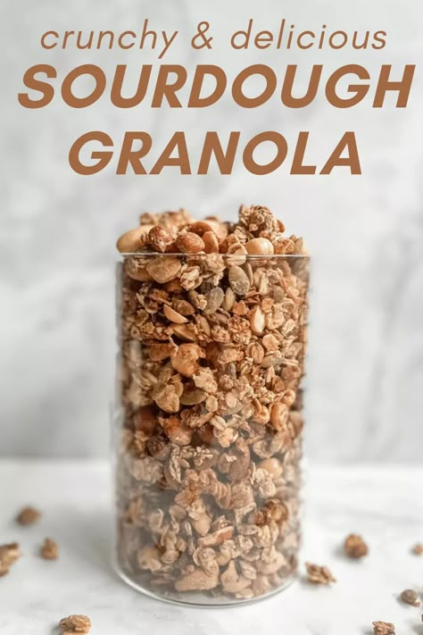 Sourdough Discard Healthy Recipes, Healthy Discard Sourdough Recipes, Sourdough Discard Granola Recipes, Sourdough Granola Bars, Sourdough Discard Granola, Sourdough Granola, Chewy Sourdough Granola Bars, Made In Motherhood Sourdough Granola, Crunchy Granola Recipe Healthy