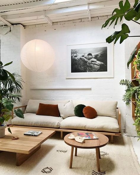 Painted Brick Walls, Natural Home Decor, Living Room Inspo, A Living Room, Dream Decor, Cheap Home Decor, Minimalist Home, 인테리어 디자인, Scandinavian Style