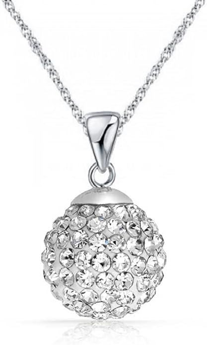 Amazon.com: Crystalline Azuria Crystals Solid Silver S925 Disco Ball White Pendant Necklace for Women 18 inches for Women: Clothing, Shoes & Jewelry Ball Pendant Necklace, Crystal Falls, White Crystals, Ball Pendant, Crystal Necklace Pendant, Disco Ball, Crystal Pendant, Necklace For Women, Sterling Silver Necklaces