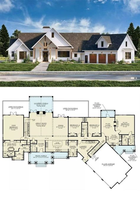 Bungalow House Plans With Inlaw Suite, 4 Bedroom House With Mother In Law Suite, Home Plans With Inlaw Suite, 3 Car Garage Floor Plans, Floor Plan With In Law Apartment, Garage With Inlaw Suite, House Plan With Guest Suite, Floor Plans With In Law Apartment, Floor Plan With Inlaw Suite