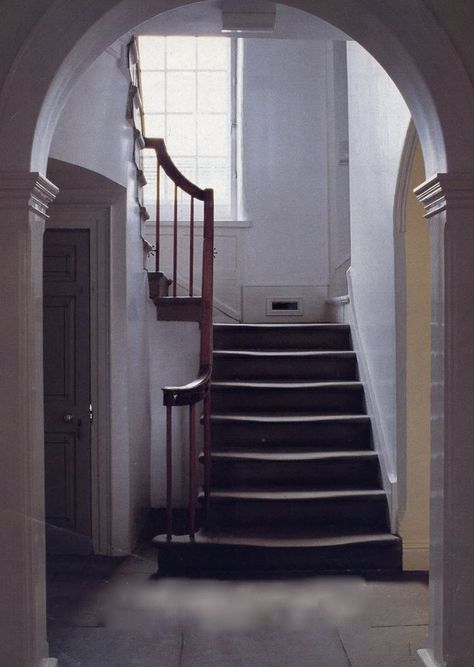 Staircase in The Brontë Parsonage. I retreat here like a pilgrim every year! The Bronte Sisters, Creating A Book, Bronte Parsonage, Stacked Stone Walls, Yorkshire Moors, Emily Brontë, Little Britain, Bronte Sisters, Old Manor