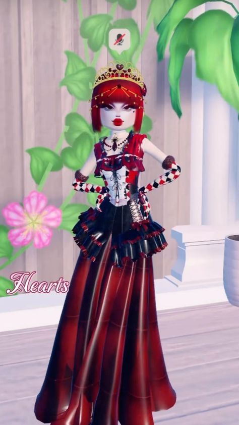 Aries Dress To Impress, Queen Of Hearts Outfit Dress To Impress, Queen Of Hearts Dress To Impress, Sweetheart Dress To Impress, Queen Of Hearts Outfit, Dti Characters, Style In Winter, Drag Outfits, Halloween Fashion Outfits