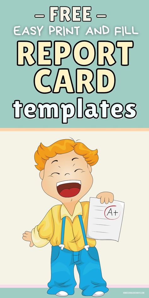 Report cards are a great way to keep track of your kid’s grades, they keep kids accountable to their work. Head over to the blog for a list of free report card templates. All the work is already done for you, you can just print them and fill them out. Homeschool resources | School report card | school report card template Report Card Template For Kindergarten, 1st Grade Report Card Template, Kindergarten Report Cards Free Printable, Report Card Template Free Printable, Homeschool Report Card Free Printable, Preschool Report Card Templates, Preschool Report Card, School Report Card Template, Homeschool Report Card