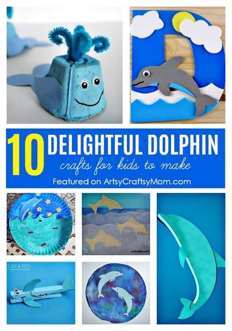 10 DELIGHTFUL DOLPHIN CRAFTS FOR KIDS- Origami Dolphin, egg carton dolphin, printable dolphin templates and more Kids Crafts Paper Plates, Dolphin Activities For Kids, Dolphin Crafts For Kids, Dolphin Crafts, Kids Crafts Paper, Origami Dolphin, Diy Puppets, Dolphin Project, Dolphin Craft