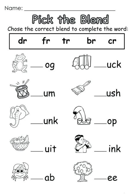 Correct Blend - Kindergarten English Worksheets Kindergarten English Worksheets, Blends Kindergarten, Consonant Blends Worksheets, B And D, Blends Worksheets, Kindergarten Phonics Worksheets, English Worksheets For Kindergarten, Kindergarten Reading Worksheets, First Grade Worksheets