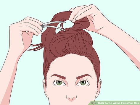 How to Do Wilma Flintstone Hair (with Pictures) - wikiHow Wilma Diy Costume, Wilma Flintstone Hair Diy, Wilma Flintstone Makeup, Wilma And Betty Costumes, Wilma Flintstone Costume Diy, Wilma Flintstone Hair, Flinstones Party, Wilma Flintstone Costume, Flint Stones