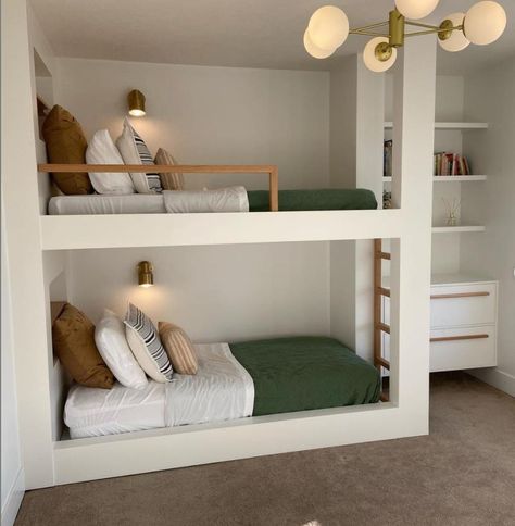 A women's lifestyle destination dedicated to style, entertainment, love, and living beautifully. 3 Full Beds In One Room, Tiny Bedroom Solutions, Brother Shared Bedroom, Small Shared Teen Bedroom, Bunkbeds Design, Boys Bunk Beds Room Ideas, Ikea Mydal Bunk Bed Hack, Boys Bunkbed Bedroom Ideas, Small Shared Kids Bedroom