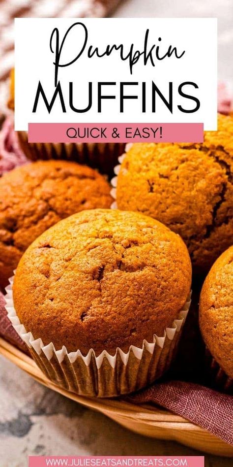 Pumpkin Muffins are the perfect fall breakfast, treat or snack! They are so easy to make, full of spice and pumpkin plus light and fluffy. Make a batch today! Homemade Pumpkin Muffins, Moist Pumpkin Muffins, Best Pumpkin Muffins, Vegan Pumpkin Muffins, Muffins Blueberry, Pumpkin Muffins Easy, Pumpkin Muffin Recipes, Streusel Muffins, Spice Muffins