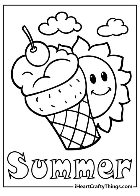 Coloring Sheets For Kindergarten Free Printable, Coloring Outlines For Kids, Summer Beach Coloring Pages, Disney Summer Coloring Pages, Summer Time Coloring Pages, Surf Board Coloring Pages, End Of School Coloring Pages, Summertime Coloring Pages, Summer Clipart Free Printable