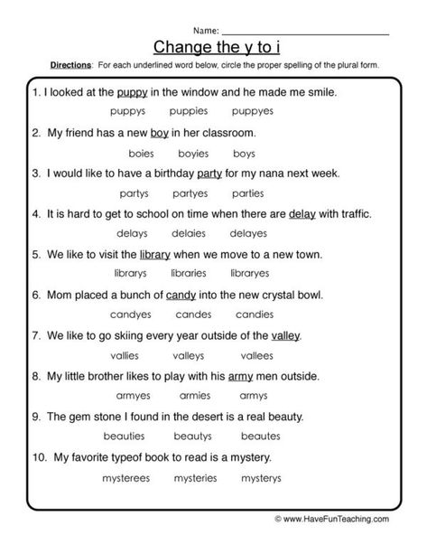 Plural Nouns - Have Fun Teaching Plural Nouns Activities, I Worksheet, Plural Nouns Worksheet, Plurals Worksheets, Suffixes Worksheets, Nouns Activities, Silly Sentences, Singular Nouns, English Stories For Kids