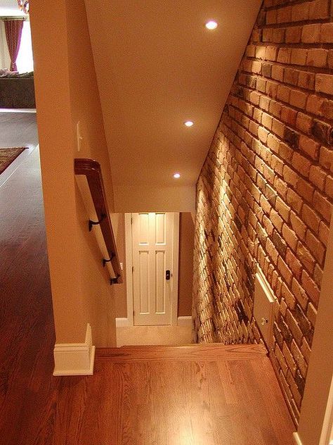 Basement Stairway Lighting Ideas: Light a Basement Stairwell Stairway Lighting Ideas, Basement Stair Lighting, Banister Ideas, Glass Hallway, Basement Stairway, Staircase Glass, Staircase Banister, Staircase Lighting Ideas, Basement Stairs Ideas