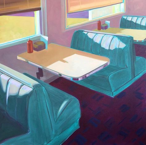 Wes Benson, MFA. Oil Painter on Instagram: “Winstead’s. 36"x36" oil on canvas. (Sold) #painting #winsteads #oilpainting #art #artist #artwork #fineart #contemporaryart…” Diner Drawing, Diner Illustration, Diner Painting, Diana Portrait, Diner Art, Diner Scene, American Diners, Diner Aesthetic, Tender Is The Night