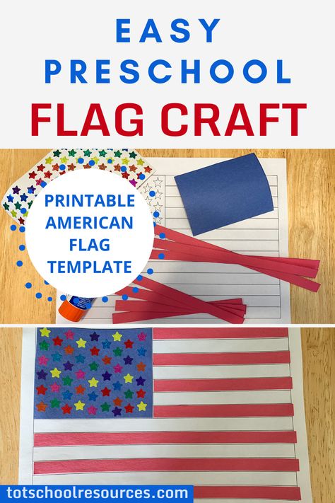 Flag Day Preschool Activities, Flag Craft Ideas, American Flag Crafts For Kids, American Flag Template, Printable American Flag, American Flag Craft, Craft For Preschool, American Flag Crafts, Toddler Bible