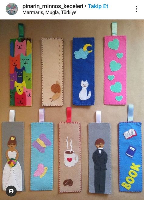 Valentines Party Decor, Felt Bookmark, Bookmark Craft, Felt Books, Bookmarks Kids, Felt Book, Diy Bookmarks, Book Markers, Diy Crafts Room Decor