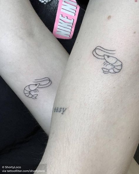 Their cat’s name is Shrimp Mens Face Tattoos, Lobster Tattoo, Beer Tattoos, Stick N Poke, Matching Couple Tattoos, Dope Tattoos For Women, Poke Tattoo, Matching Tattoo, Badass Tattoos