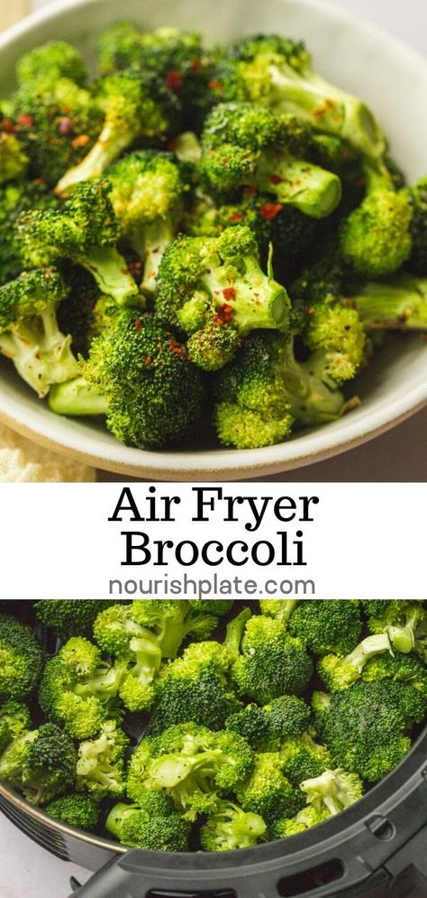 Air Fryer Broccoli Pampered Chef Deluxe Air Fryer Recipes, Air Fryer Frozen Broccoli, Air Fried Broccoli, Frozen Broccoli Recipes, Easy Dinner Side Dishes, Air Fryer Broccoli, Easy Dinner Sides, How To Cook Broccoli, Fried Broccoli