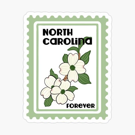 Get my art printed on awesome products. Support me at Redbubble #RBandME: https://www.redbubble.com/i/sticker/North-Carolina-Flowering-Dogwood-Postage-Stamp-by-sunburstdesigns/109033989.EJUG5?asc=u North Carolina Stamp Tattoo, Scrap Notebook, Flowering Dogwood, Stamp Tattoo, Computer Stickers, North Carolina State University, Kawaii Sticker, Computer Sticker, Pong Table