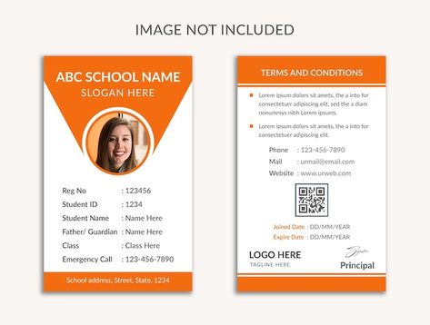 Student Card Design, Student Id Card Template, Student Id Card, Identity Card Design, Abc School, Student Card, Student Id, School Id, Company Design