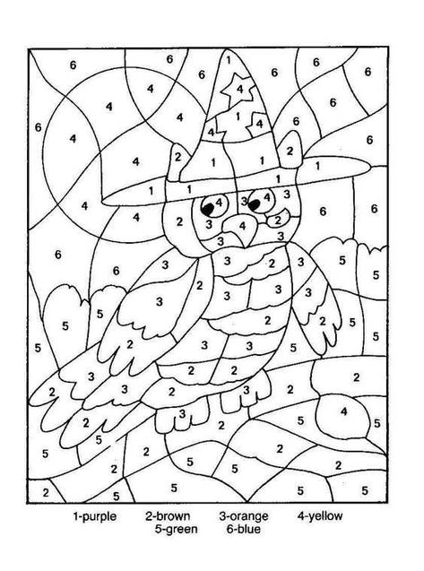 Color By Numbers Owl - Free Coloring Sheets Harry Potter Coloring Pages, Math Coloring Worksheets, Halloween Coloring Sheets, Color By Number Printable, Halloween Worksheets, Clip Art Library, Halloween Owl, Math Coloring, Printable Numbers