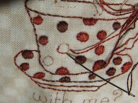 Embroidery How To: Satin Stitch 101 How To Embroider Polka Dots, Back Stitch Embroidery, Quilters Knot, Christmas Stocking Pattern, Stocking Pattern, Redwork Embroidery, Folk Embroidery, Hand Embroidery Stitches, Back Stitch