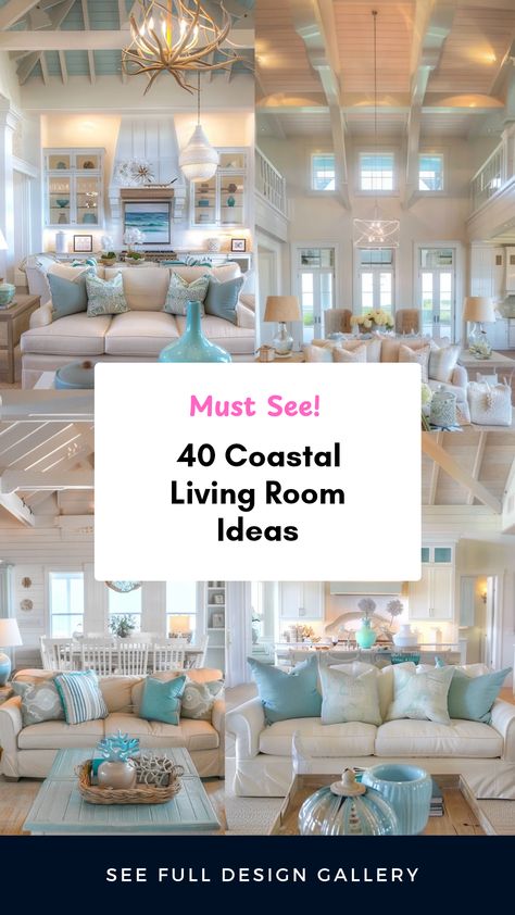 Looking to refresh your coastal living room? Explore our collection of 40 stunning coastal living room design ideas and inspirations. Whether you prefer a bright and airy atmosphere or a more relaxed beach vibe, you’ll find plenty of creative ways to incorporate coastal aesthetics into your space. From coastal color palettes, ocean-themed décor, and natural textures to furniture styles, and artwork, these ideas draw on the tranquil feelings of beach life. Transform your home into a seaside escape that reflects your love for coastal living and style. Coastal Entertainment Center Decor, Beach House Living Rooms Ideas, Coastal Living Room Wall Decor Ideas, Hamptons Style Decor Living Rooms, Coastal Farmhouse Decor Living Room, Beach Living Room Ideas, Coastal Homes Interior, Coastal Couch, Beachy Living Room Ideas