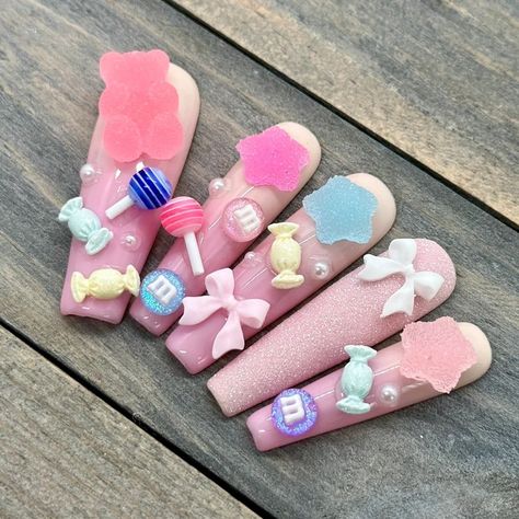 Sugar Gummy Bear Candy Press on Nails 3D Sugar Ombre Nails in Pastel Pink Luxury Nails Artificial Nails Reusable Nails - Etsy Canada Gummy Bear Candy, Pink Luxury, Sugar Bears, Subtle Ombre, Nails 3d, Rose Pastel, Pastel Nails, Gummy Bear, Luxury Nails