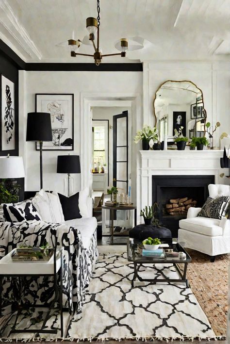 ​ #ad     #Colortrend #wallpaint2024  #color2024  #DIYpainting  ##DIYhomedecor  #Fixhome Black And White Vintage Decor, Contrast In Design, Black And White Living Rooms, Walnut Wood Kitchen, Black And White Interior Design, Living Room Glam, Cherry Wood Kitchens, Solid Wood Kitchen Cabinets, Black And White Living Room