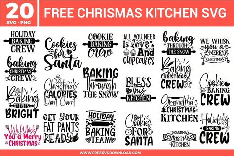 Christmas Kitchen Free SVG Files | Free SVG Download Free Svg Files For Cricut Christmas Cookies, Christmas Cookie Svg Free, Free Svg Kitchen, Christmas Baking Svg Free, Christmas Tea Towels Svg, Christmas Baking Crew Svg, Santa Cupcakes, Kitchen Svg, Christmas Kitchen Towels