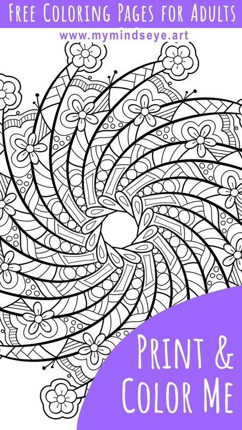 Free Printable Mandala Coloring Pages For Adults, Printable Coloring Pages For Adults Simple, Mandala Coloring Pages Free Printable, Coloring Pages For Adults Unique, Zentangle Coloring Pages, Mandala Coloring Pages For Adults, Spiral Mandala, Mandala Printable, Coloring Pages For Grown Ups