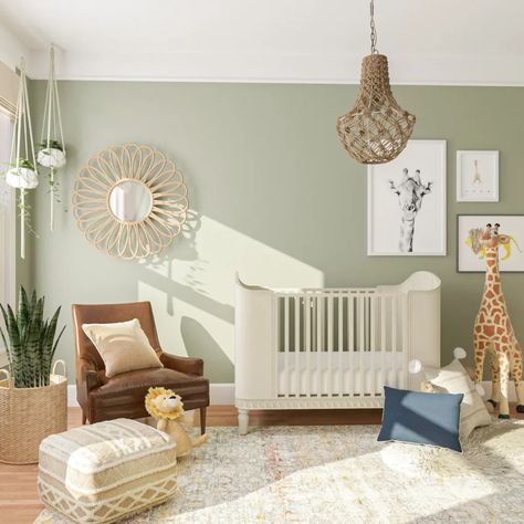 Green Baby Nursery, Modern Baby Room, Green Baby Room, Trendy Nursery, Baby Nursery Inspiration, Baby Room Themes, Baby Room Neutral, Baby Boy Room Decor, Girl Nursery Room